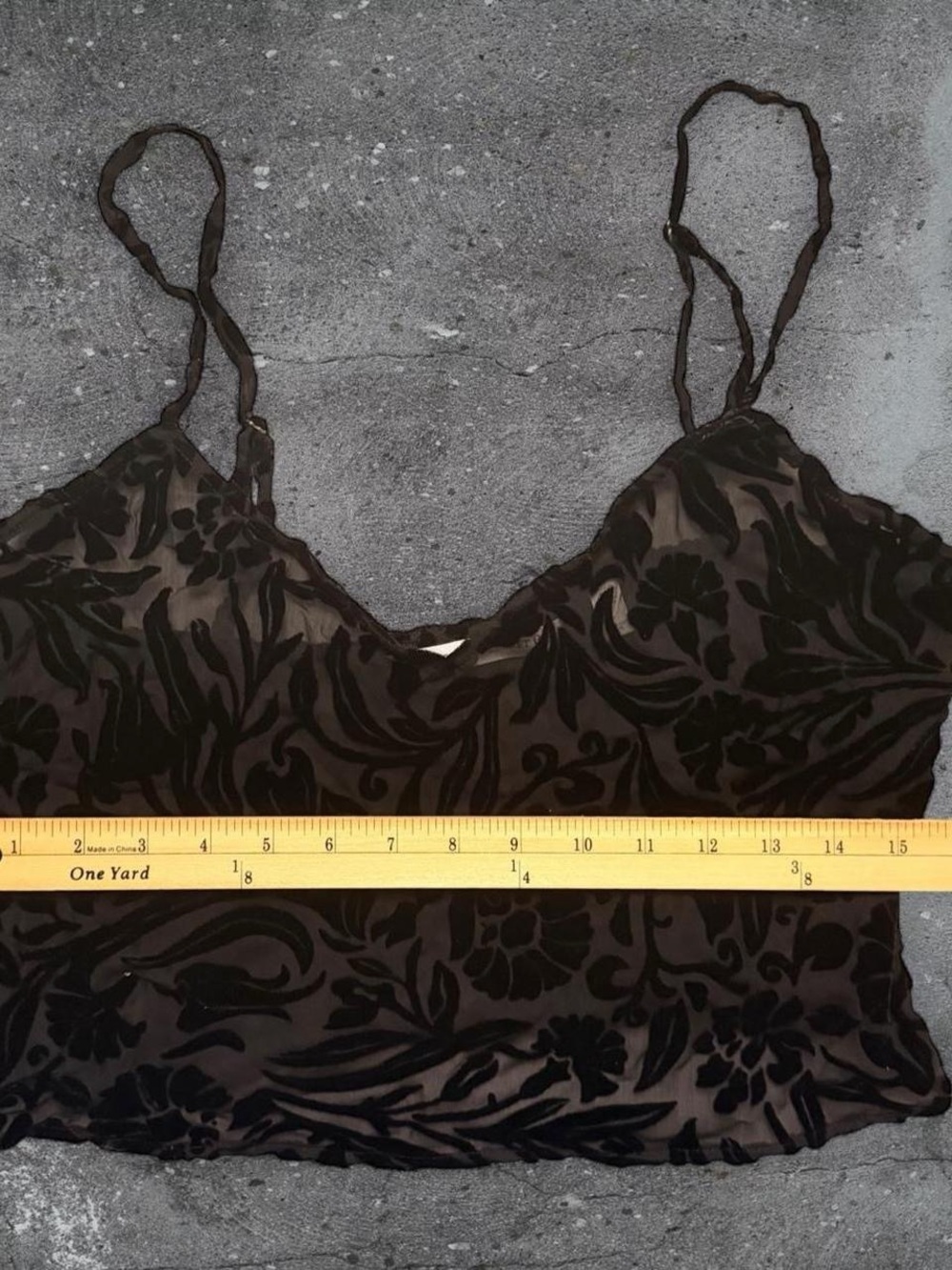Victoria’s Secret Size L Velvet Burnout Floral Sheer Cami Black Y2K Lingerie - Picture 3 of 5
